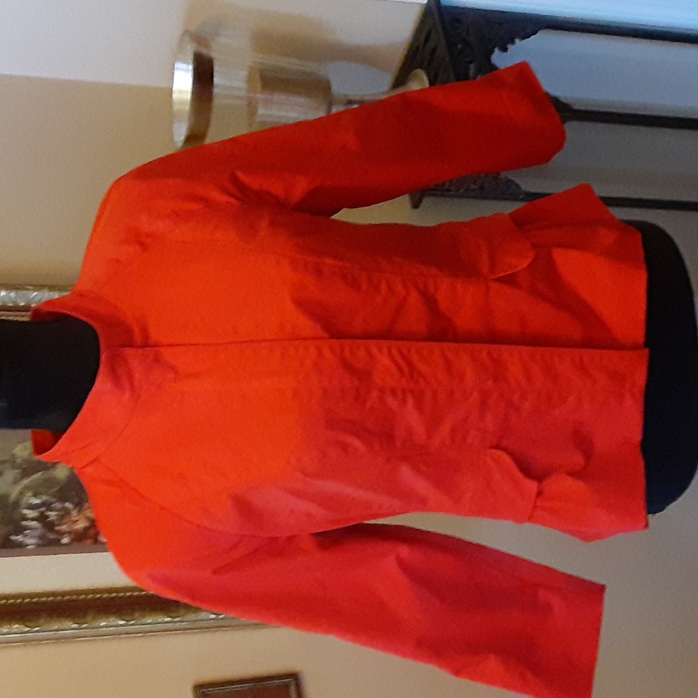 Kenneth Cole red pepper stretch short jacket zip front lined peplum size 6 EUC …